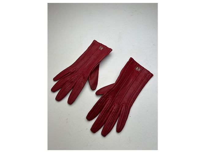 Rote Vintage Loewe Lederhandschuhe - Ansicht 11