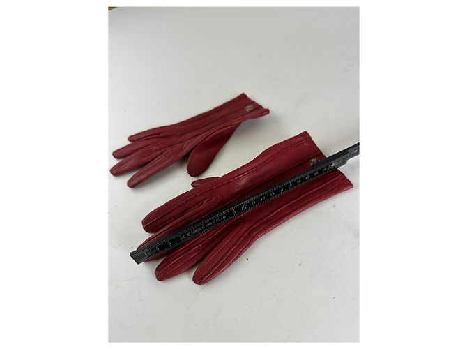 Rote Vintage Loewe Lederhandschuhe - Ansicht 4