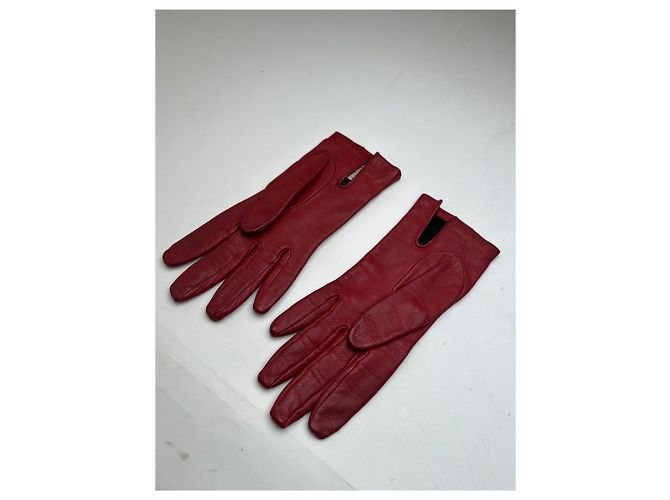 Rote Vintage Loewe Lederhandschuhe - Ansicht 6