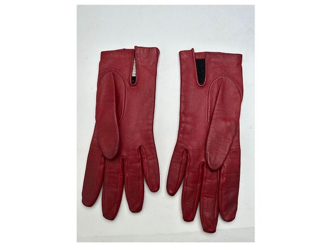 Rote Vintage Loewe Lederhandschuhe - Ansicht 7