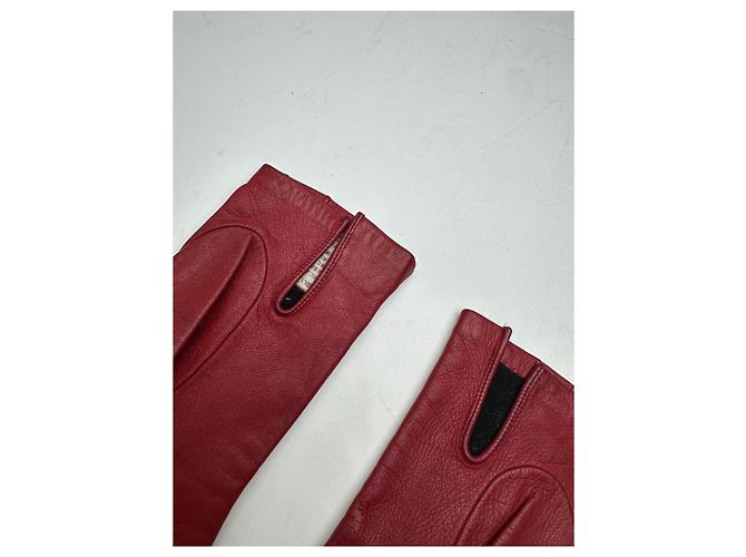 Rote Vintage Loewe Lederhandschuhe - Ansicht 8