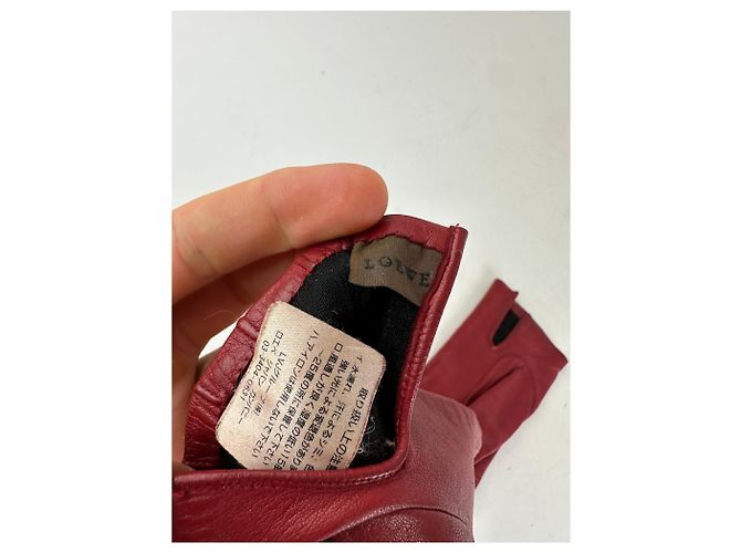 Rote Vintage Loewe Lederhandschuhe - Ansicht 9