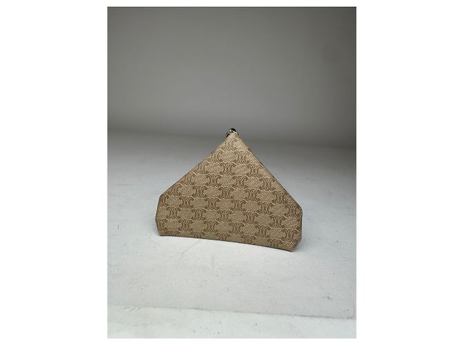 Céline Borsa in pelle monogramma Triomphe vintage Celine Paris Beige - vista 10