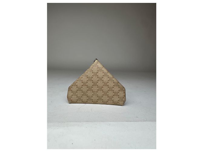 Céline Borsa in pelle monogramma Triomphe vintage Celine Paris Beige - vista 2