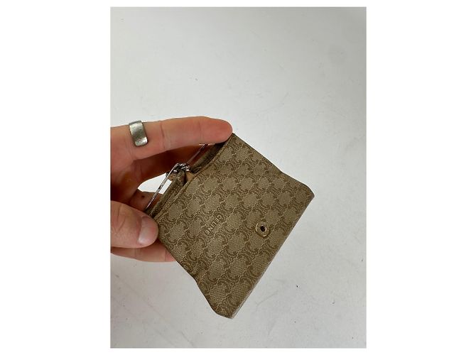 Céline Borsa in pelle monogramma Triomphe vintage Celine Paris Beige - vista 4