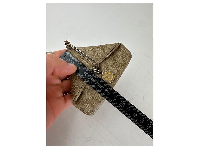 Céline Borsa in pelle monogramma Triomphe vintage Celine Paris Beige - vista 8