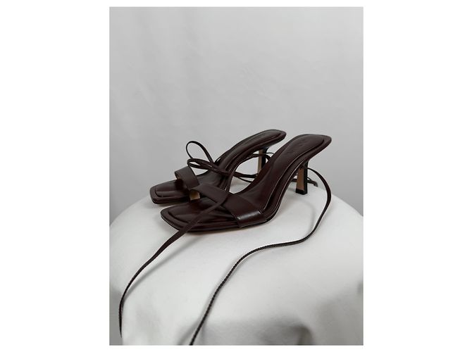 J.Crew Sandali in pelle marroni con lacci Leni Marrone - vista 3