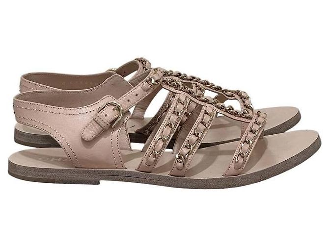 Sandali gladiatore in pelle nuda Chanel con catena EU 37.5 - Usato - vista 3