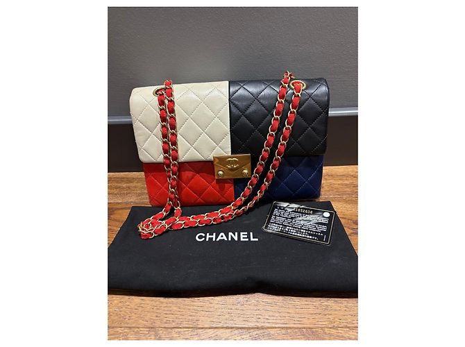 Borsa a tracolla Colorblock Chanel Nero Bianco Rosso Blu - vista 10