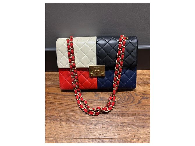 Borsa a tracolla Colorblock Chanel Nero Bianco Rosso Blu - vista 11
