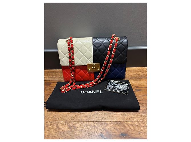 Borsa a tracolla Colorblock Chanel Nero Bianco Rosso Blu - vista 12