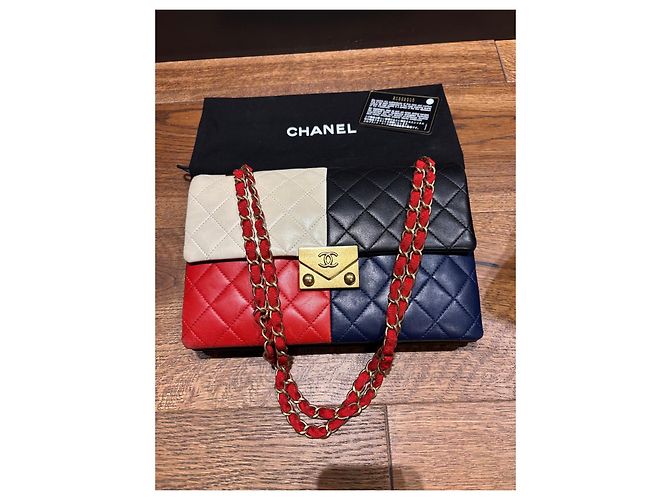Borsa a tracolla Colorblock Chanel Nero Bianco Rosso Blu - vista 13