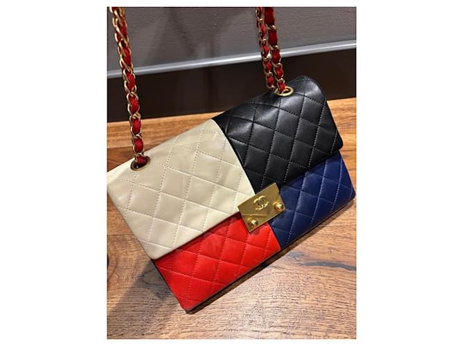 Borsa a tracolla Colorblock Chanel Nero Bianco Rosso Blu - vista 2