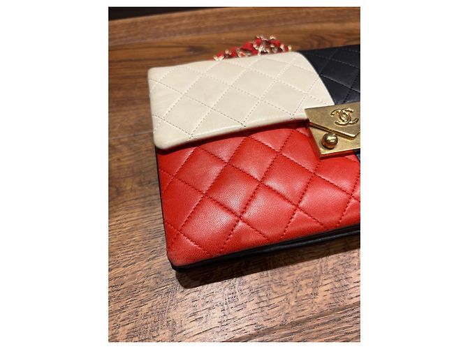 Borsa a tracolla Colorblock Chanel Nero Bianco Rosso Blu - vista 7