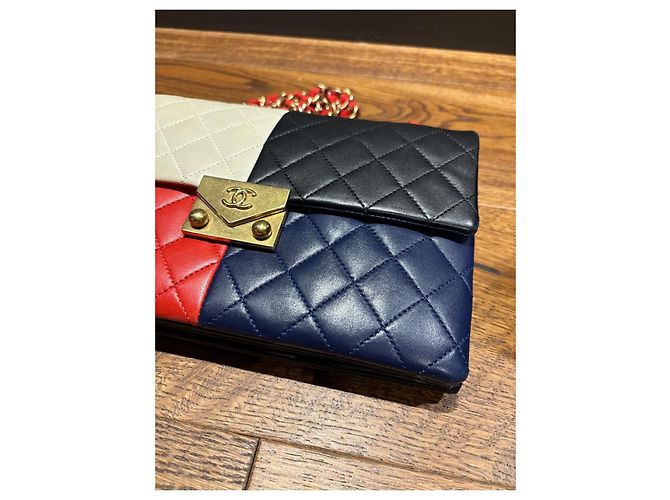 Borsa a tracolla Colorblock Chanel Nero Bianco Rosso Blu - vista 8