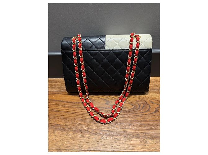 Borsa a tracolla Colorblock Chanel Nero Bianco Rosso Blu - vista 9