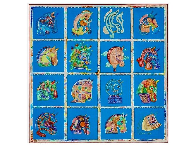 Hermès: Quadrato/Foulard "Chvaloscope" Nuovo con Etichetta Multicolore - vista 2