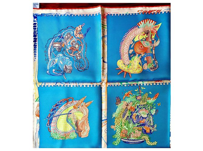 Hermès: Quadrato/Foulard "Chvaloscope" Nuovo con Etichetta Multicolore - vista 3