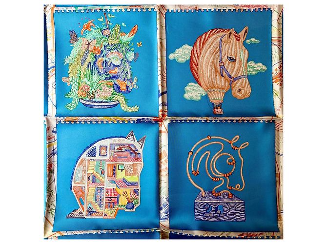 Hermès: Quadrato/Foulard "Chvaloscope" Nuovo con Etichetta Multicolore - vista 5