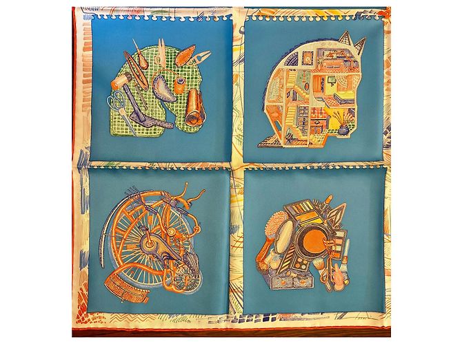 Hermès: Quadrato/Foulard "Chvaloscope" Nuovo con Etichetta Multicolore - vista 7