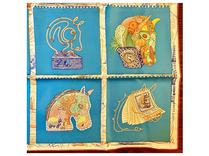 Hermès: Quadrato/Foulard "Chvaloscope" Nuovo con Etichetta Multicolore - vista 8