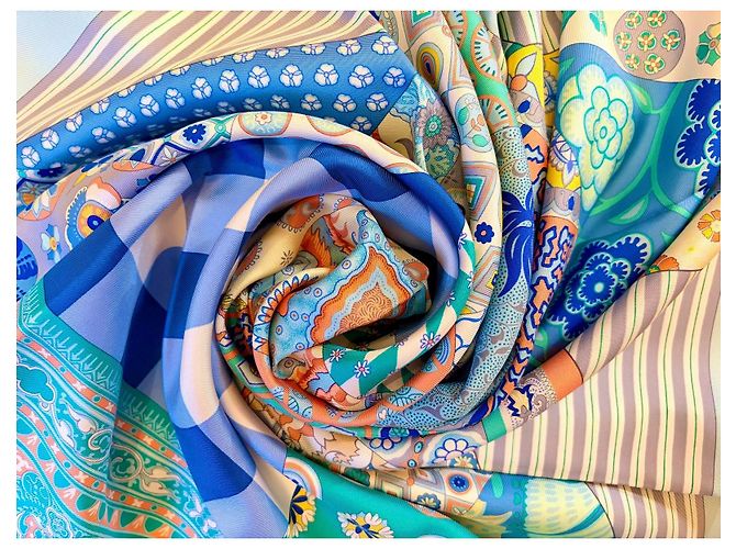 Hermès: Quadrato/Foulard "L'Arte del Sarasa" Nuovo con Etichetta Multicolore - vista 3