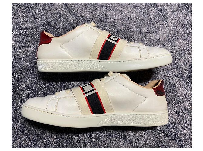 Sneakers Gucci Ace con dettaglio Web Bianco Rosso - vista 3