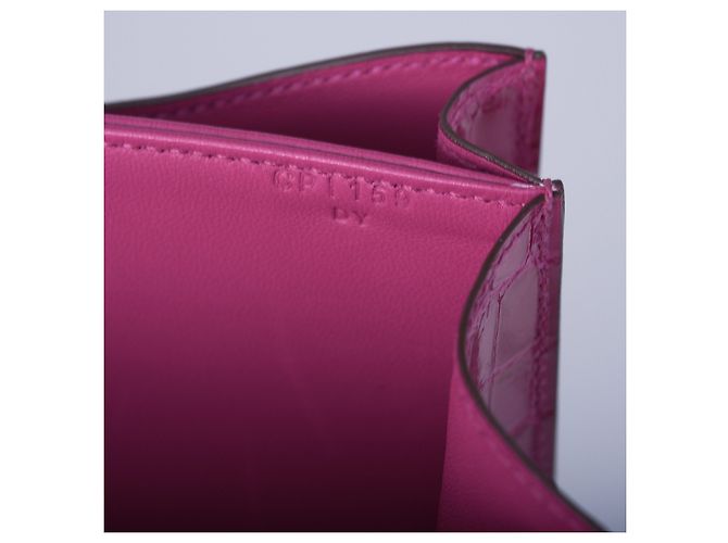 Hermès Constance Elan in Coccodrillo Porosus Rosa Scheherazade con Finiture in Oro Fuschia - vista 13