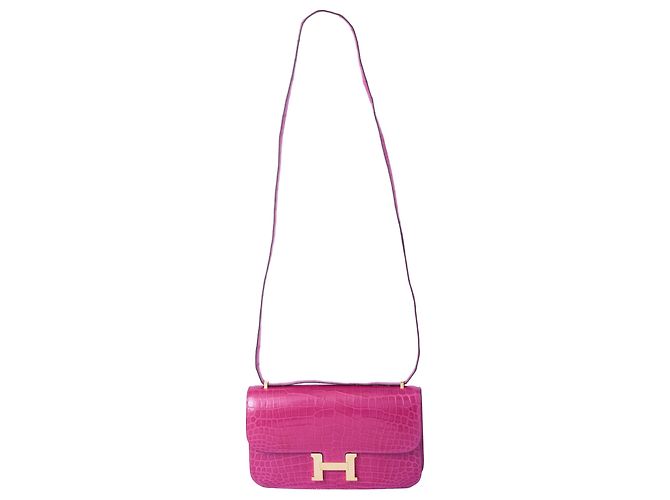 Hermès Constance Elan in Coccodrillo Porosus Rosa Scheherazade con Finiture in Oro Fuschia - vista 2