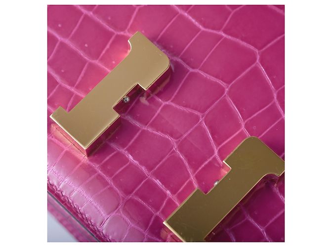 Hermès Constance Elan in Coccodrillo Porosus Rosa Scheherazade con Finiture in Oro Fuschia - vista 6