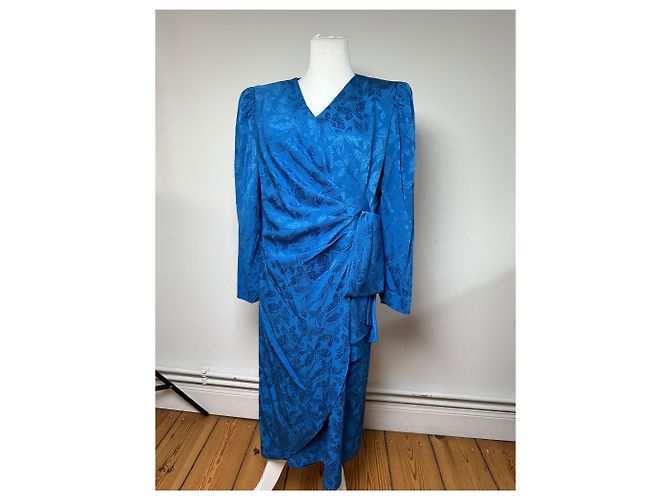 Vintage Givenchy Abstraktes Kleid Blau - Ansicht 13