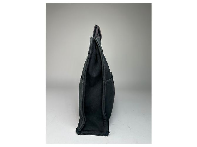 Vintage Hermès Canvas Tote Bag Schwarz Grau - Ansicht 9