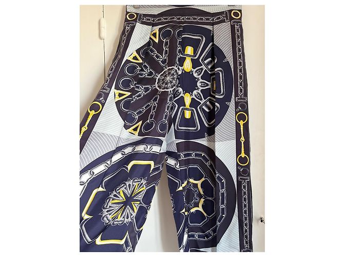 Pantalones Hermès Efecto Caleidoscopio Seda Morado Oscuro - vista 2