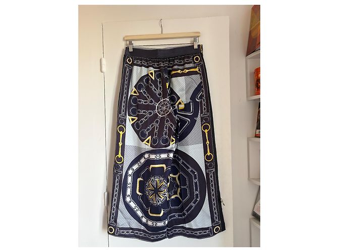 Pantalones Hermès Efecto Caleidoscopio Seda Morado Oscuro - vista 3