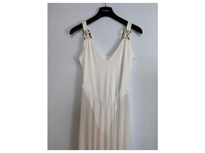 Autre Marque Vestido Maxi de Tul Blanco con Accesorios Dorados - vista 2