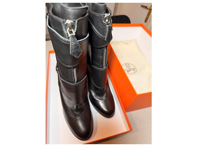 Botas de cuero negro Hermès - vista 6