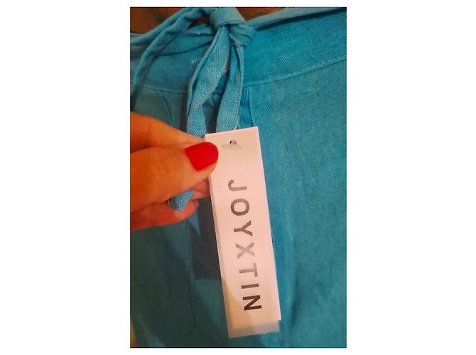 Autre Marque Gonna lunga in lino e cotone turchese - vista 6