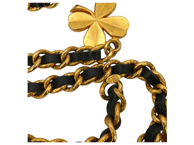 Timeless Chanel Vintage 93A Gold Metal Chain 4 Leaf Clover Necklace or Belt Golden - view 4