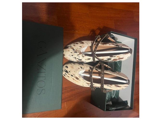 Autre Marque Bailarinas Jungle con Estampado Stella Ganzitos Castaño Blanco - vista 2