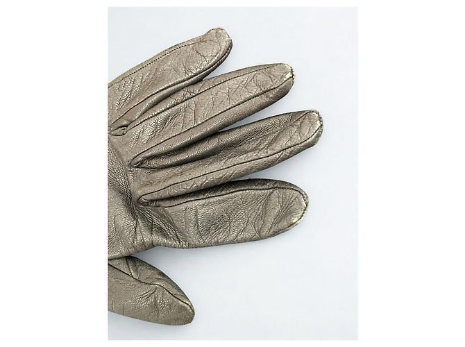 Hermès Schwarze Lederhandschuhe Kelly Lock Größe 6 1/2 - Ansicht 4