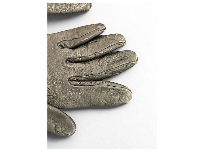 Hermès Schwarze Lederhandschuhe Kelly Lock Größe 6 1/2 - Ansicht 7