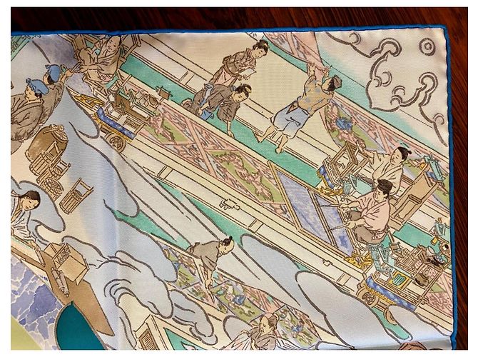 Hermès: Schal "Die Handwerker von Hermès" 90 cm Mehrfarben - Ansicht 17
