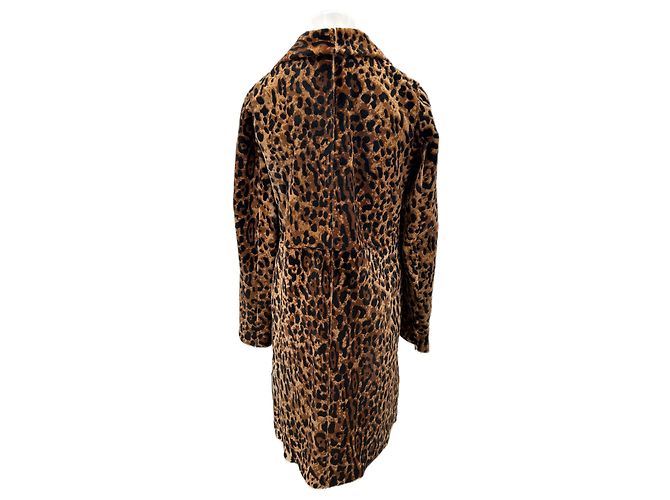 Giorgio Armani Abrigo de cuero de leopardo Castaño - vista 2