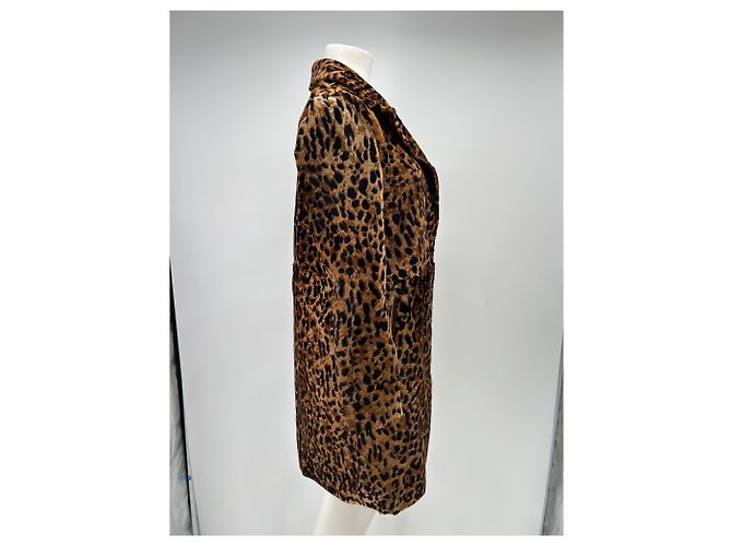 Giorgio Armani Abrigo de cuero de leopardo Castaño - vista 3