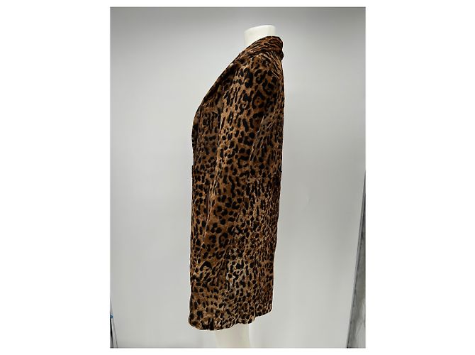 Giorgio Armani Abrigo de cuero de leopardo Castaño - vista 4