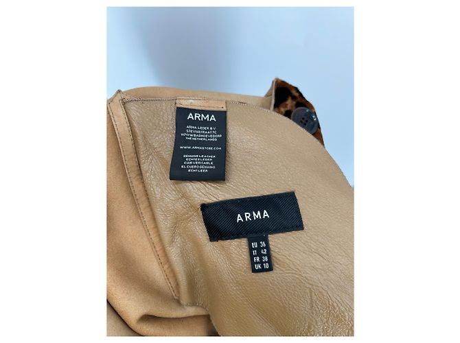 Giorgio Armani Abrigo de cuero de leopardo Castaño - vista 5