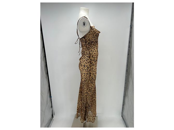 Rat & Boa Abito trasparente leopardato in seta Marrone - vista 3