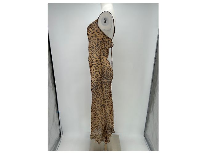 Rat & Boa Abito trasparente leopardato in seta Marrone - vista 4