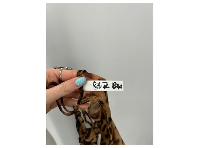 Rat & Boa Abito trasparente leopardato in seta Marrone - vista 5