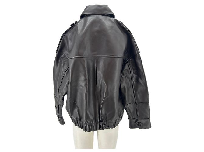 Sessun Bombers de cuero marrón - vista 2